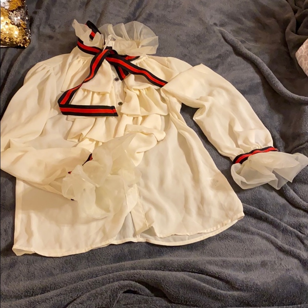 DICE LONG SLEEVE BOW TIE TOP
